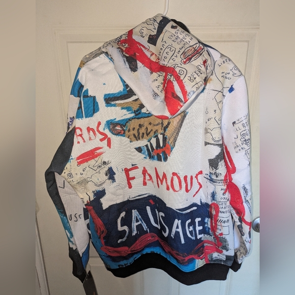 Jean Michel Basquiat Members Only Colorful Graphic Hoodie - Picture 7 of 8